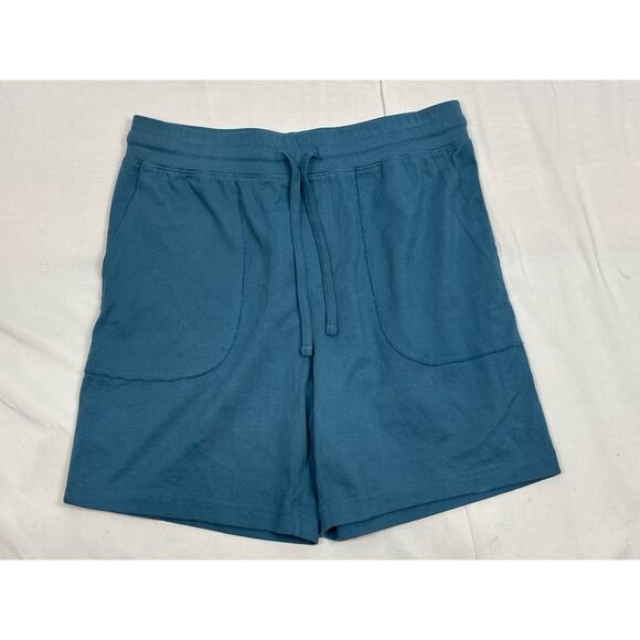 Up West Women’s M High Rise Corton Drawstring Shorts 6.5” Inseam Blue Pockets - Picture 2 of 10
